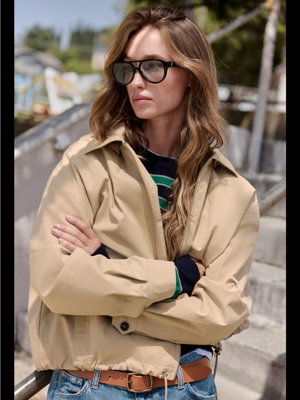 ZARA - Beige Women's Lightweight Zip-Up Jacket